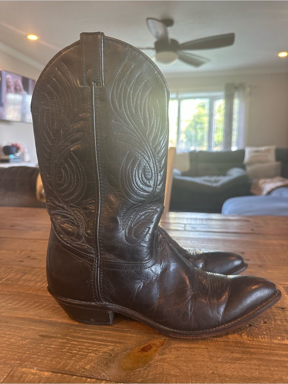 Code West Black Leather Western Cowboy Boots Size 9.5